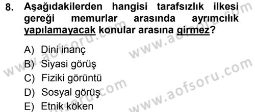 Memur Hukuku Dersi 2012 - 2013 Yılı (Final) Dönem Sonu Sınav Soruları 8. Soru