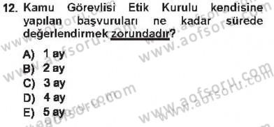 Memur Hukuku Dersi 2012 - 2013 Yılı Tek Ders Sınav Soruları 12. Soru