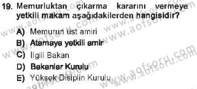 Memur Hukuku Dersi 2012 - 2013 Yılı Tek Ders Sınav Soruları 19. Soru