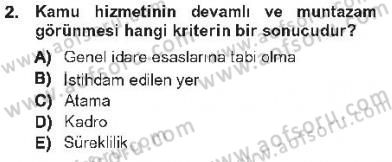 Memur Hukuku Dersi 2012 - 2013 Yılı Tek Ders Sınav Soruları 2. Soru