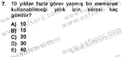 Memur Hukuku Dersi 2012 - 2013 Yılı Tek Ders Sınav Soruları 7. Soru