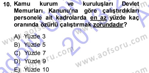 Memur Hukuku Dersi 2013 - 2014 Yılı (Vize) Ara Sınav Soruları 10. Soru