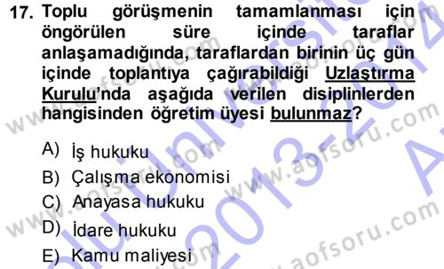 Memur Hukuku Dersi 2013 - 2014 Yılı (Vize) Ara Sınav Soruları 17. Soru