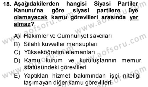 Memur Hukuku Dersi 2013 - 2014 Yılı (Vize) Ara Sınav Soruları 18. Soru