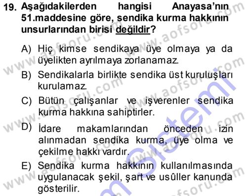 Memur Hukuku Dersi 2013 - 2014 Yılı (Vize) Ara Sınav Soruları 19. Soru