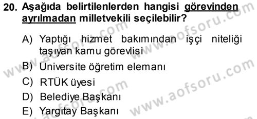 Memur Hukuku Dersi 2013 - 2014 Yılı (Vize) Ara Sınav Soruları 20. Soru