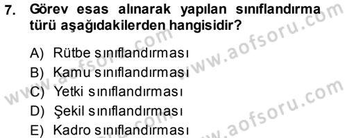 Memur Hukuku Dersi 2013 - 2014 Yılı (Vize) Ara Sınav Soruları 7. Soru