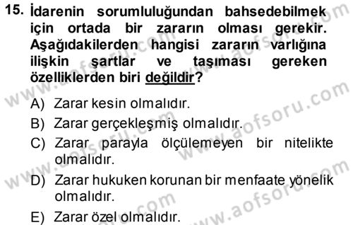 Memur Hukuku Dersi 2013 - 2014 Yılı (Final) Dönem Sonu Sınav Soruları 15. Soru
