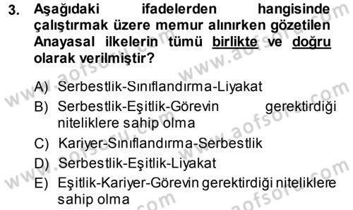 Memur Hukuku Dersi 2013 - 2014 Yılı (Final) Dönem Sonu Sınav Soruları 3. Soru