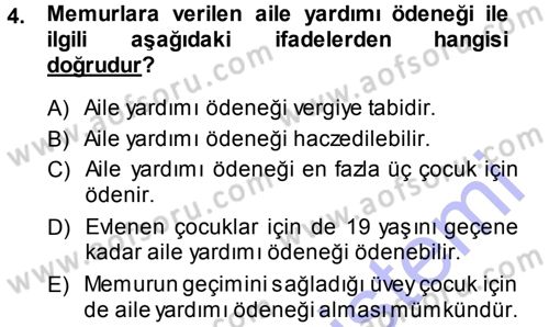 Memur Hukuku Dersi 2013 - 2014 Yılı (Final) Dönem Sonu Sınav Soruları 4. Soru