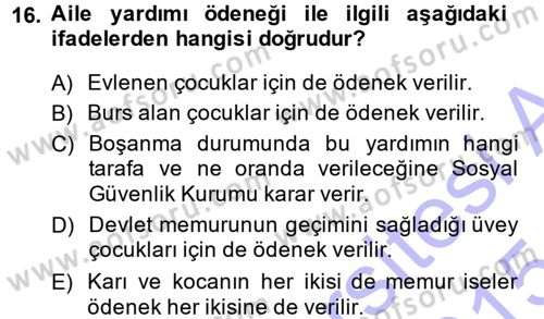 Memur Hukuku Dersi 2014 - 2015 Yılı (Vize) Ara Sınav Soruları 16. Soru