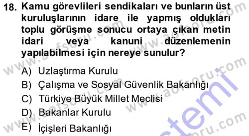 Memur Hukuku Dersi 2014 - 2015 Yılı (Vize) Ara Sınav Soruları 18. Soru
