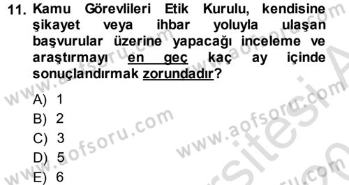 Memur Hukuku Dersi 2014 - 2015 Yılı Tek Ders Sınav Soruları 11. Soru