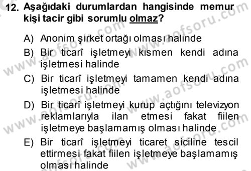 Memur Hukuku Dersi 2014 - 2015 Yılı Tek Ders Sınav Soruları 12. Soru