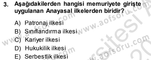 Memur Hukuku Dersi 2014 - 2015 Yılı Tek Ders Sınav Soruları 3. Soru