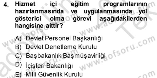 Memur Hukuku Dersi 2014 - 2015 Yılı Tek Ders Sınav Soruları 4. Soru