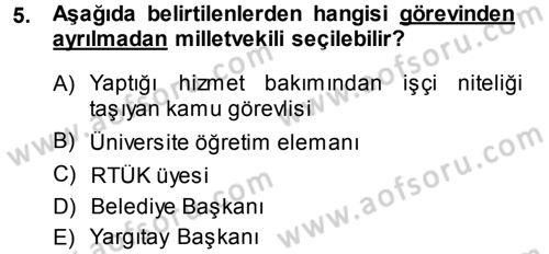 Memur Hukuku Dersi 2014 - 2015 Yılı Tek Ders Sınav Soruları 5. Soru