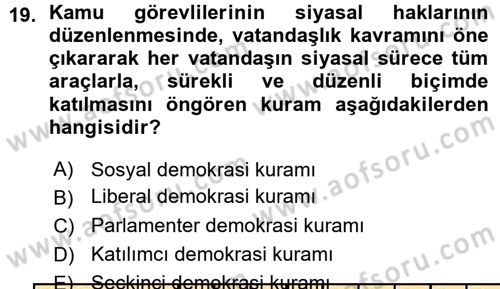 Memur Hukuku Dersi 2015 - 2016 Yılı (Vize) Ara Sınav Soruları 19. Soru