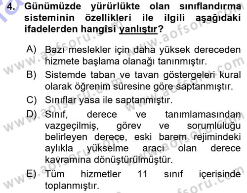 Memur Hukuku Dersi 2015 - 2016 Yılı (Vize) Ara Sınav Soruları 4. Soru