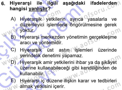 Memur Hukuku Dersi 2015 - 2016 Yılı (Vize) Ara Sınav Soruları 6. Soru