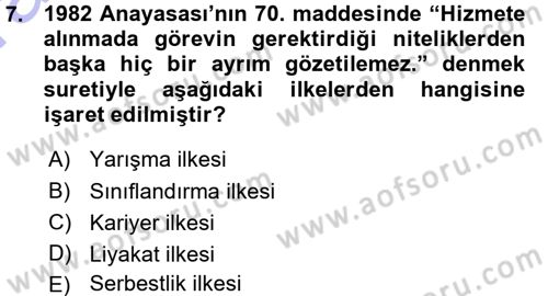 Memur Hukuku Dersi 2015 - 2016 Yılı (Vize) Ara Sınav Soruları 7. Soru