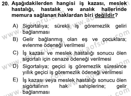 Memur Hukuku Dersi 2015 - 2016 Yılı (Final) Dönem Sonu Sınav Soruları 20. Soru