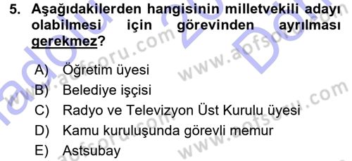 Memur Hukuku Dersi 2015 - 2016 Yılı (Final) Dönem Sonu Sınav Soruları 5. Soru