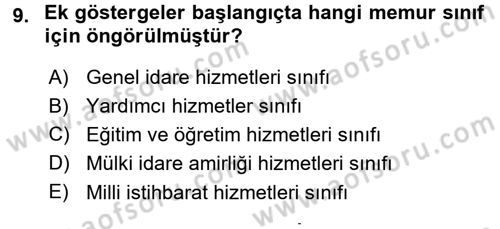 Memur Hukuku Dersi 2015 - 2016 Yılı (Final) Dönem Sonu Sınav Soruları 9. Soru