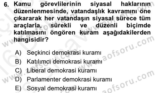 Memur Hukuku Dersi 2015 - 2016 Yılı Tek Ders Sınav Soruları 6. Soru