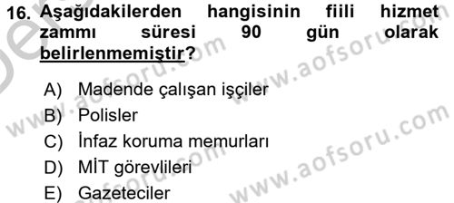 Memur Hukuku Dersi 2016 - 2017 Yılı 3 Ders Sınav Soruları 16. Soru