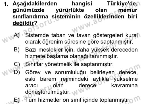 Memur Hukuku Dersi 2016 - 2017 Yılı (Vize) Ara Sınav Soruları 1. Soru