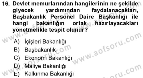 Memur Hukuku Dersi 2016 - 2017 Yılı (Vize) Ara Sınav Soruları 16. Soru