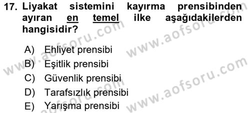 Memur Hukuku Dersi 2016 - 2017 Yılı (Vize) Ara Sınav Soruları 17. Soru