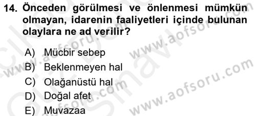 Memur Hukuku Dersi 2016 - 2017 Yılı (Final) Dönem Sonu Sınav Soruları 14. Soru