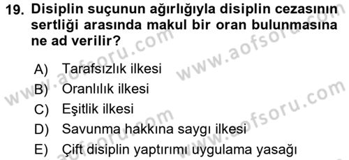 Memur Hukuku Dersi 2016 - 2017 Yılı (Final) Dönem Sonu Sınav Soruları 19. Soru