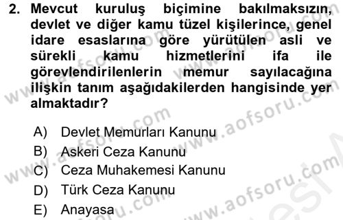 Memur Hukuku Dersi 2016 - 2017 Yılı (Final) Dönem Sonu Sınav Soruları 2. Soru