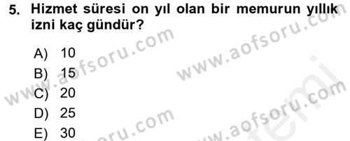 Memur Hukuku Dersi 2016 - 2017 Yılı (Final) Dönem Sonu Sınav Soruları 5. Soru