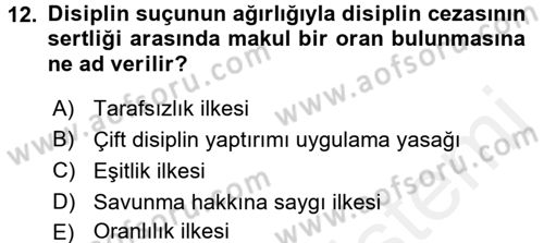 Memur Hukuku Dersi 2017 - 2018 Yılı 3 Ders Sınav Soruları 12. Soru