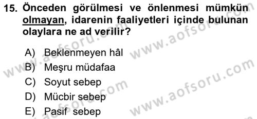 Memur Hukuku Dersi 2017 - 2018 Yılı 3 Ders Sınav Soruları 15. Soru