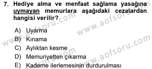 Memur Hukuku Dersi 2017 - 2018 Yılı 3 Ders Sınav Soruları 7. Soru