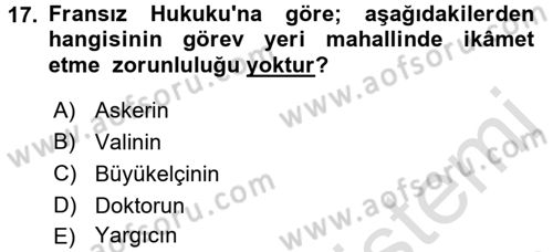 Memur Hukuku Dersi 2017 - 2018 Yılı (Vize) Ara Sınav Soruları 17. Soru