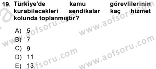 Memur Hukuku Dersi 2017 - 2018 Yılı (Vize) Ara Sınav Soruları 19. Soru