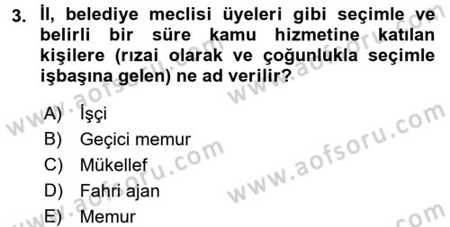 Memur Hukuku Dersi 2017 - 2018 Yılı (Vize) Ara Sınav Soruları 3. Soru