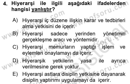 Memur Hukuku Dersi 2017 - 2018 Yılı (Vize) Ara Sınav Soruları 4. Soru