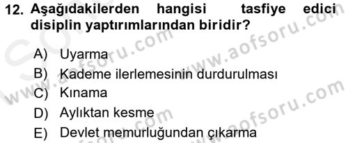 Memur Hukuku Dersi 2017 - 2018 Yılı (Final) Dönem Sonu Sınav Soruları 12. Soru