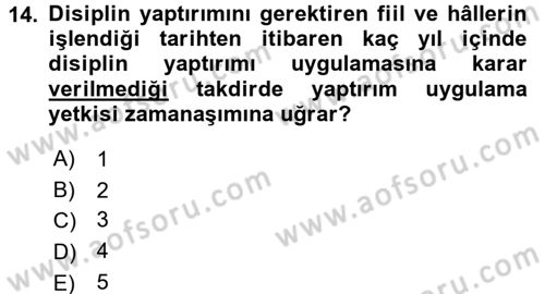 Memur Hukuku Dersi 2017 - 2018 Yılı (Final) Dönem Sonu Sınav Soruları 14. Soru