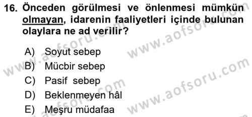 Memur Hukuku Dersi 2017 - 2018 Yılı (Final) Dönem Sonu Sınav Soruları 16. Soru
