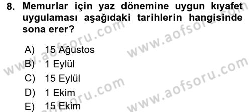 Memur Hukuku Dersi 2017 - 2018 Yılı (Final) Dönem Sonu Sınav Soruları 8. Soru