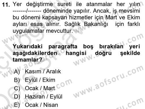 Memur Hukuku Dersi 2018 - 2019 Yılı 3 Ders Sınav Soruları 11. Soru