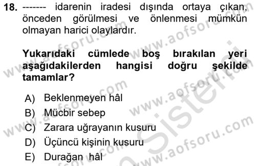Memur Hukuku Dersi 2018 - 2019 Yılı 3 Ders Sınav Soruları 18. Soru
